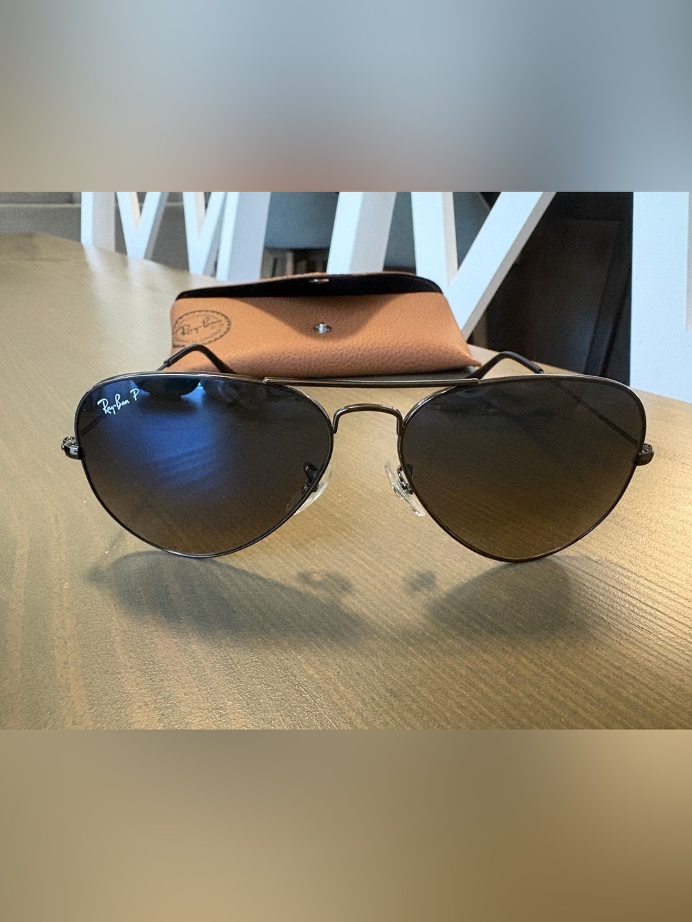 Ray-Ban 3025 Aviator Sunglasses Gunmetal Polarized Lenses Medium
